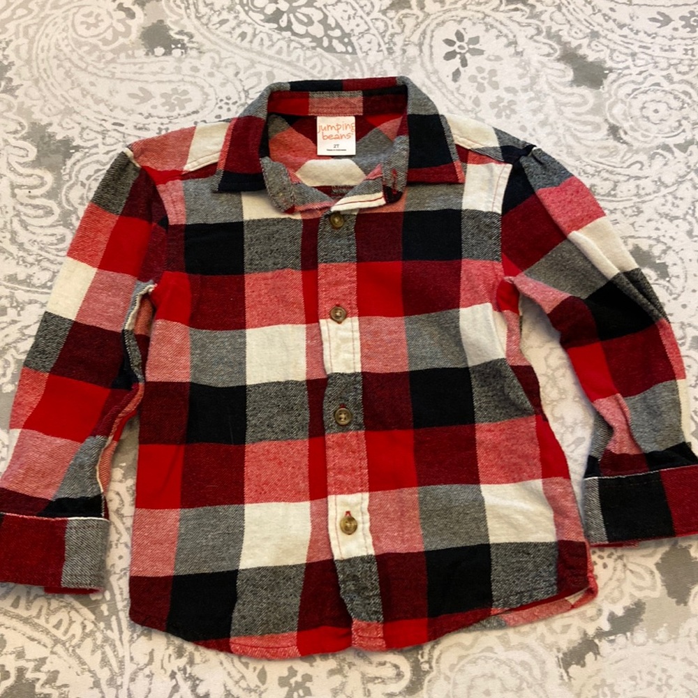 Jumping Beans red plaid long sleeve shirt size 2T